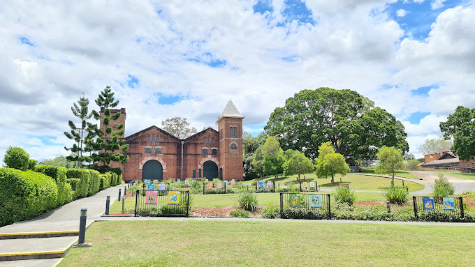 Heritage brick workshop building at The Workshops Rail Museum