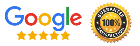 Google 5-star reviews and 100% satisfaction guarantee badge
